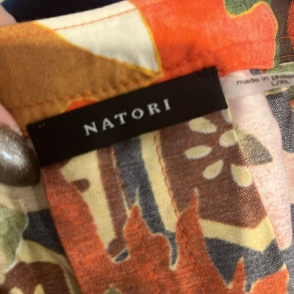 Natori IKEBANA PRINTED COTTON SILK SHIRT, L/XL! - Picture 9 of 11